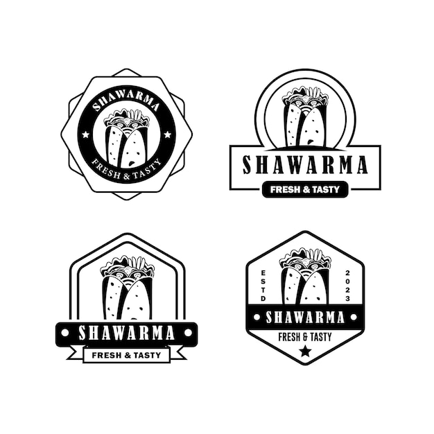 Plantilla de diseño del logotipo de shawarma con fondo blanco