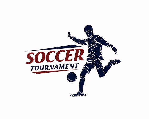 Plantilla de diseño de logotipo de silueta de torneo de fútbol