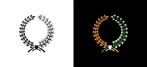 plantilla de diseño del logotipo del símbolo del arroz y el algodón o de la hoja y el algodón