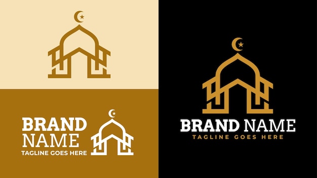 plantilla de diseño de logotipo simple de vector islámico de la mezquita