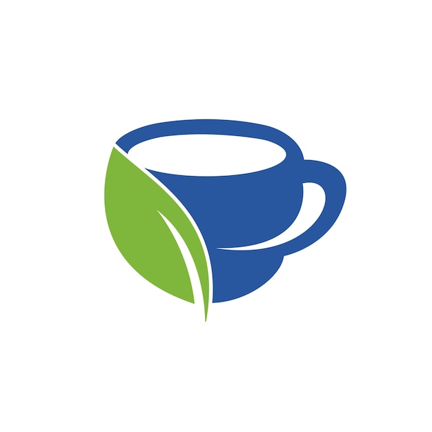 plantilla de diseño de logotipo de taza de hoja para bebidas naturales