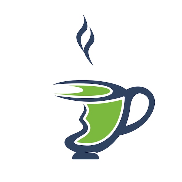 Plantilla de diseño de logotipo de té verde diseño de vector de logotipo de taza de té verde fresco