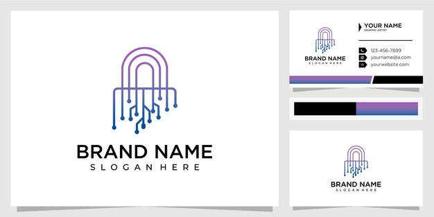 Plantilla de diseño de logotipo de tecnología de candado diseño de elementos de diseño vectorial