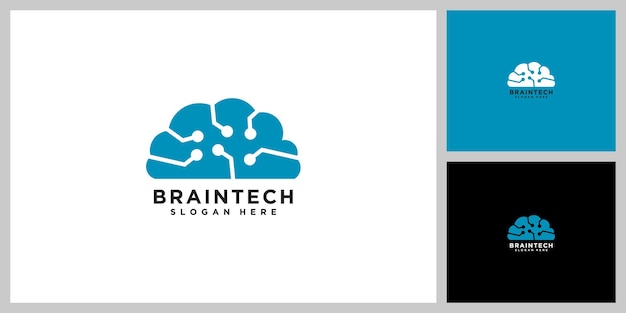 Plantilla de diseño de logotipo de tecnología cerebral