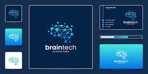 Plantilla de diseño de logotipo de tecnología de cerebro creativo, mente inteligente abstracta para logotipo de tecnología moderna