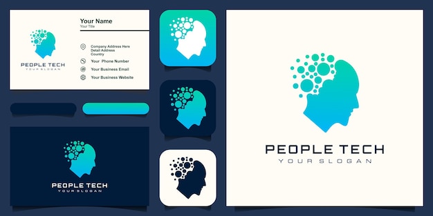 Plantilla de diseño de logotipo de tecnología humana