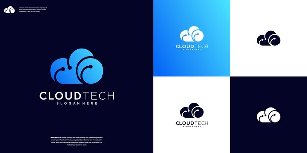 plantilla de diseño de logotipo de tecnología en la nube Vector de diseño de Logotipo de tecnología digital en la nube