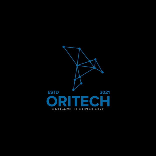 plantilla de diseño del logotipo de la tecnología del pájaro origami