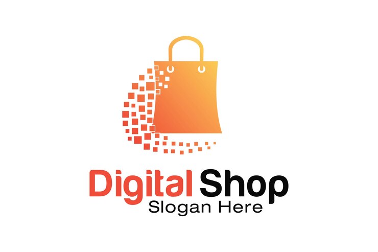 Vector plantilla de diseño de logotipo de tienda digital