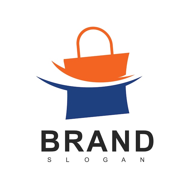 Plantilla de diseño de logotipo de tienda en línea Diseño de vector de bolsa de compras Símbolo de mercado digital