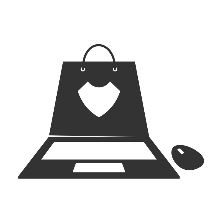 Vector plantilla de diseño de logotipo de tienda en línea icono identidad de marca ilustración aislada y plana gráfico vectorial