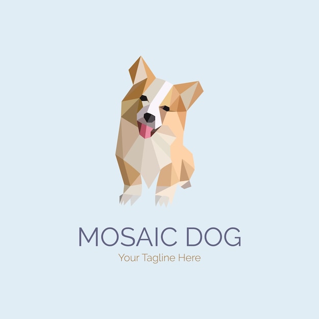 Plantilla de diseño del logotipo de la tienda de mascotas mosaic dog para marca o empresa y otros