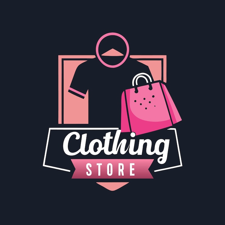 Vector plantilla de diseño de logotipo de una tienda de ropa con una bolsa de compras y una camiseta