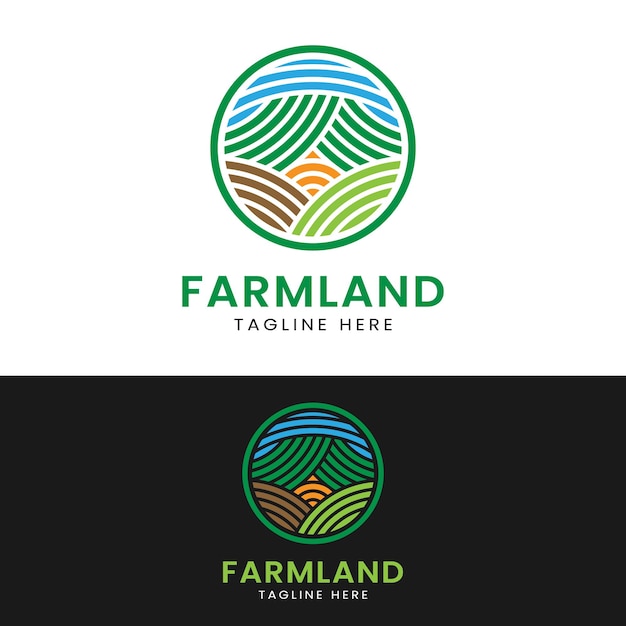 Plantilla de diseño de logotipo de tierras de cultivo geométricas abstractas