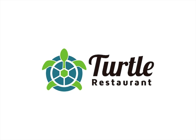 plantilla de diseño de logotipo de tortuga con concepto de comida de restaurante de cuchara