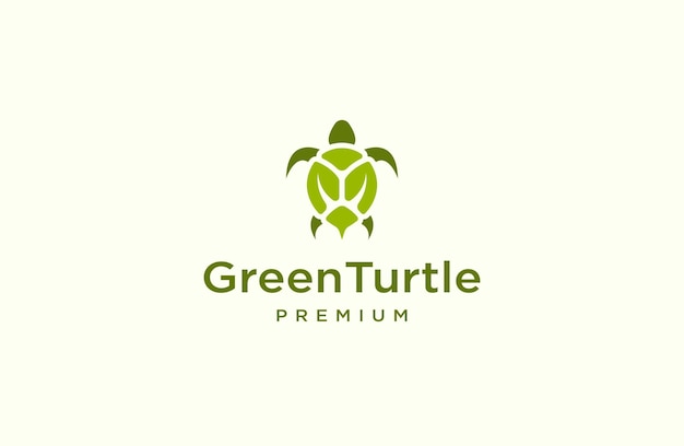plantilla de diseño de logotipo de tortuga verde vector plano