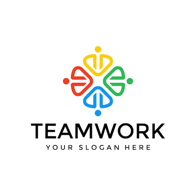 Plantilla de diseño de logotipo de trabajo en equipo descarga premium