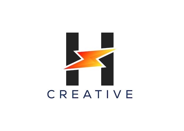 plantilla de diseño de logotipo de trueno de letra H mínima y profesional