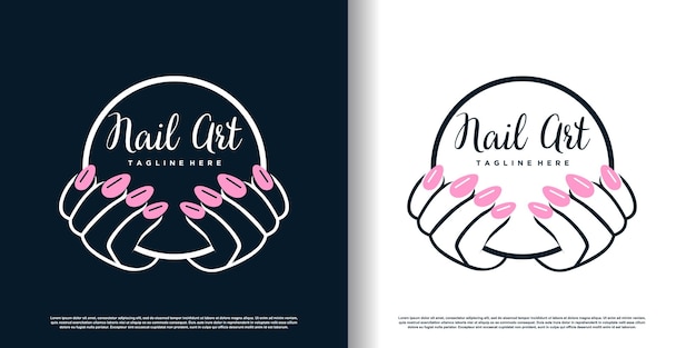 Plantilla de diseño de logotipo de uñas con estilo abstracto creativo Vector Premium