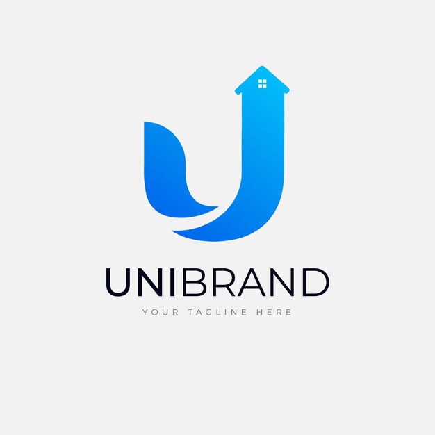 Plantilla de diseño de logotipo Uni Housing con concepto U y Home