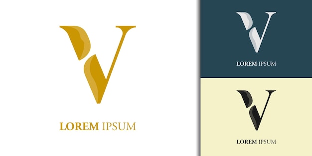 Plantilla de diseño de logotipo V inicial de lujo