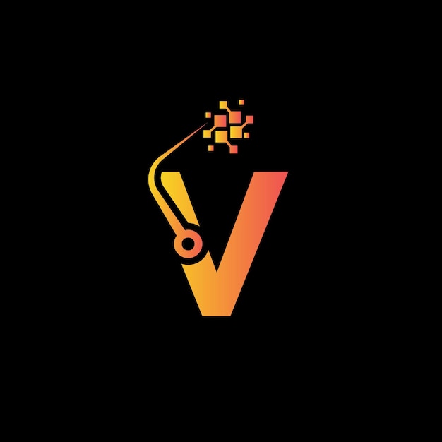 plantilla de diseño de logotipo V logotipo V tecnología vector