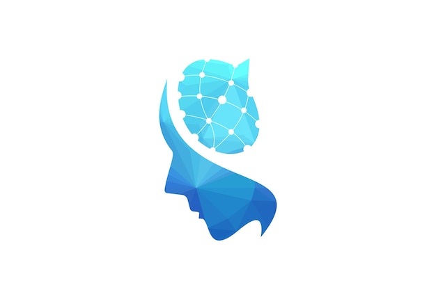 Plantilla de diseño de logotipo de vector abstracto de cerebro humano creativo