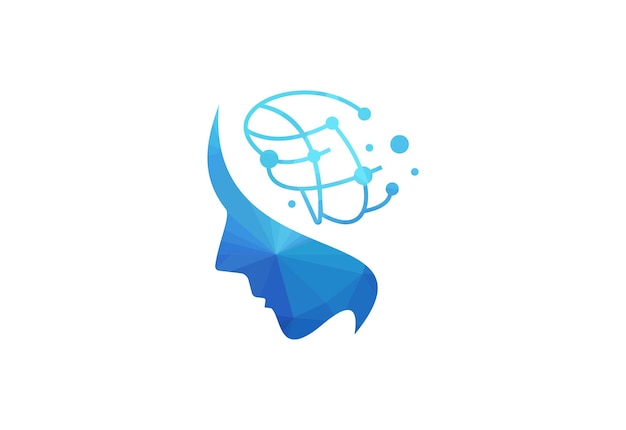 Plantilla de diseño de logotipo de vector abstracto de cerebro humano creativo