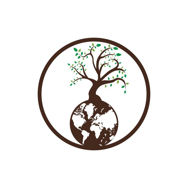 Plantilla de diseño de logotipo de vector de árbol de globo