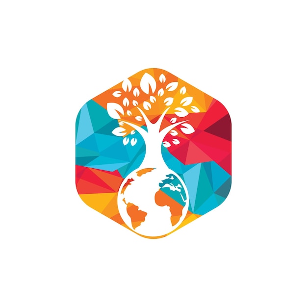 Plantilla de diseño de logotipo de vector de árbol de globo