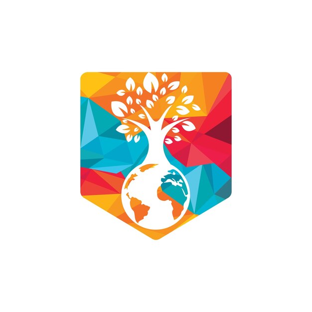 Plantilla de diseño de logotipo de vector de árbol de globo