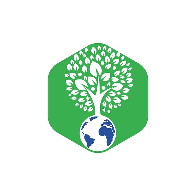 Plantilla de diseño de logotipo de vector de árbol humano global