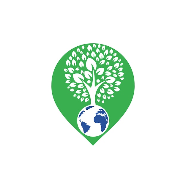 Plantilla de diseño de logotipo de vector de árbol humano global