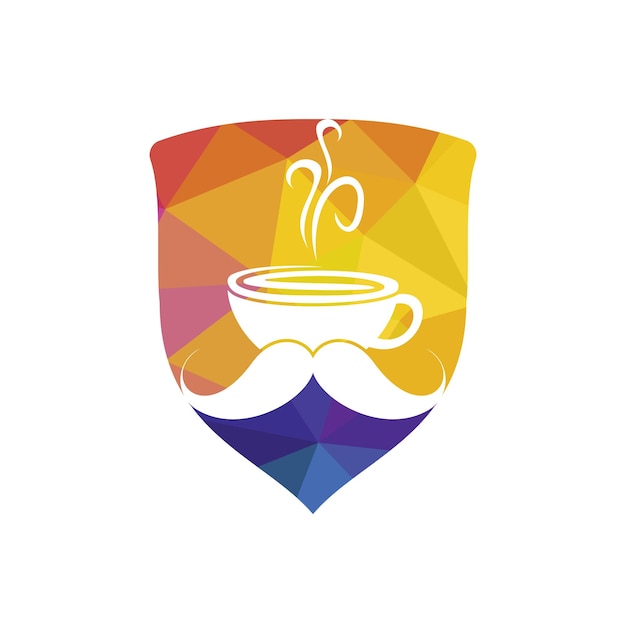 Plantilla de diseño de logotipo de vector de café de bigote