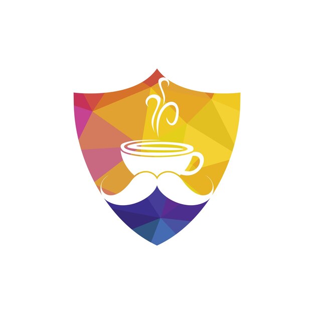 Plantilla de diseño de logotipo de vector de café de bigote