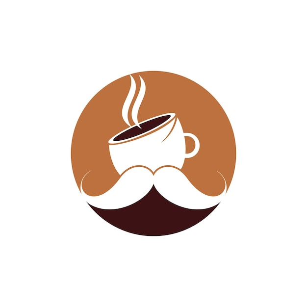 Plantilla de diseño de logotipo de vector de café de bigote