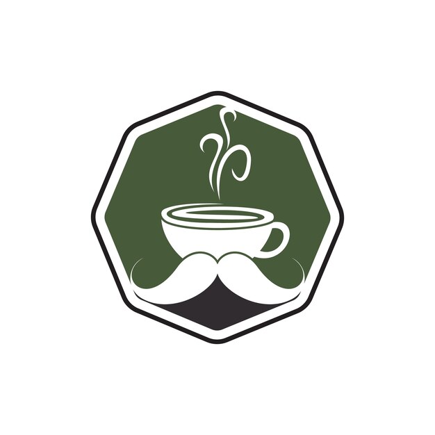 Plantilla de diseño de logotipo de vector de café de bigote