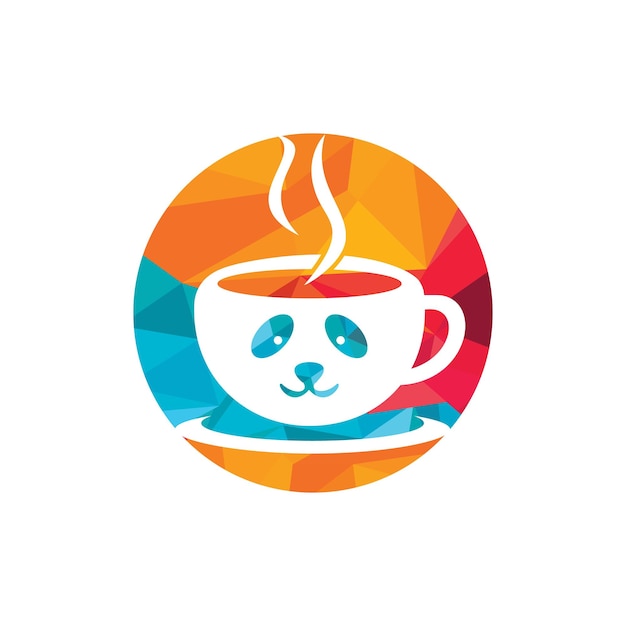 Plantilla de diseño de logotipo de vector de café Panda Concepto de logotipo de cafetería o restaurante