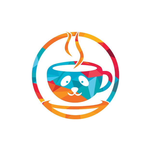 Plantilla de diseño de logotipo de vector de café Panda