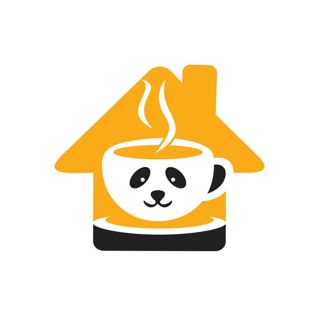Plantilla de diseño de logotipo de vector de café panda
