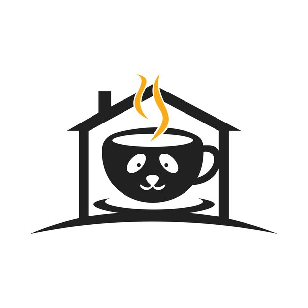 Plantilla de diseño de logotipo de vector de café panda