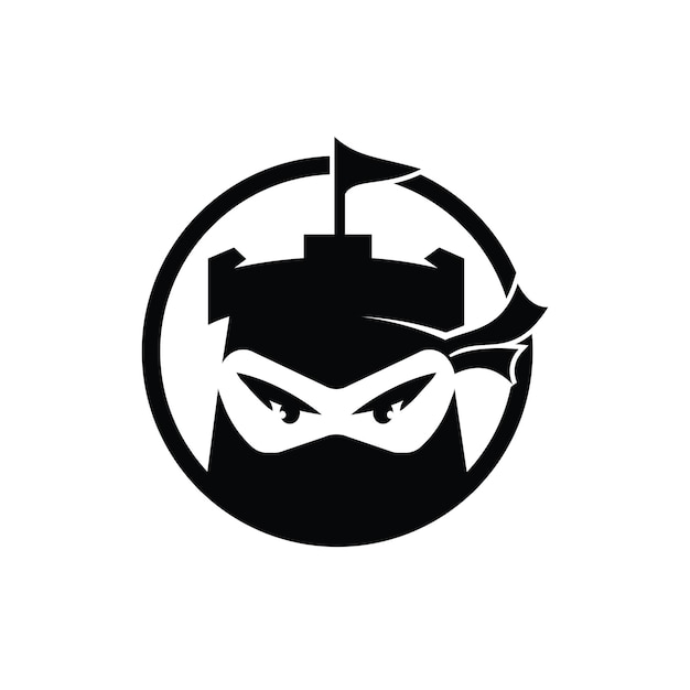Plantilla de diseño de logotipo de vector de castillo ninja