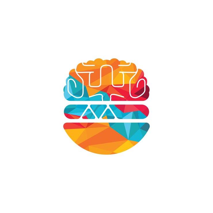 Vector plantilla de diseño de logotipo de vector de cerebro de hamburguesa