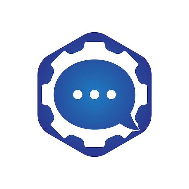 Plantilla de diseño de logotipo de vector de chat de engranajes
