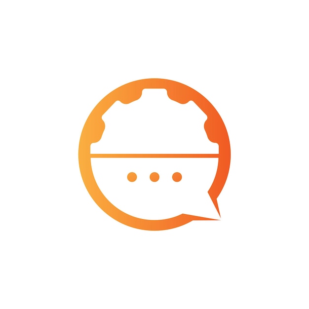 Plantilla de diseño de logotipo de vector de chat de engranajes