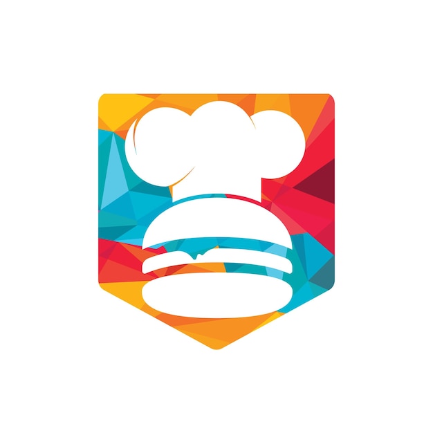 Plantilla de diseño de logotipo de vector de chef de hamburguesa