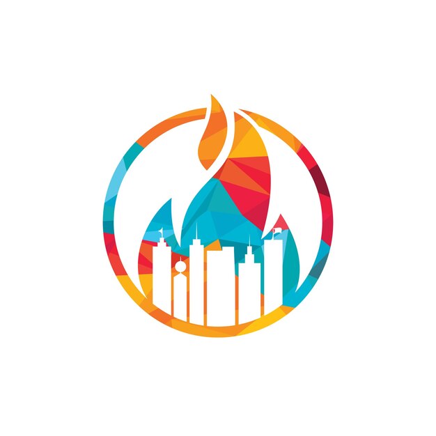 Plantilla de diseño de logotipo de vector de ciudad de fuego