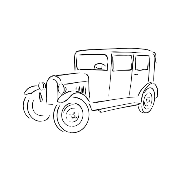 Plantilla de diseño de logotipo de vector de coche retro. icono de transporte o vehículo. coche retro, dibujo vectorial ilustración