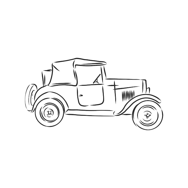 Plantilla de diseño de logotipo de vector de coche retro. icono de transporte o vehículo. coche retro, dibujo vectorial ilustración