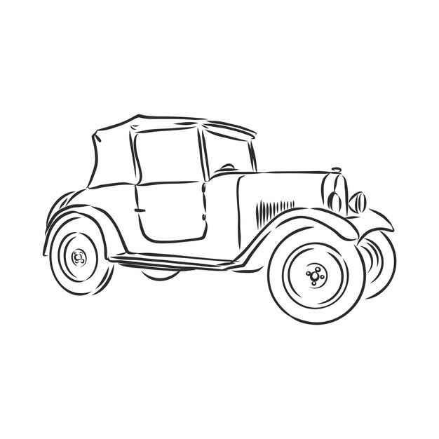 Plantilla de diseño de logotipo de vector de coche retro. icono de transporte o vehículo. coche retro, dibujo vectorial ilustración